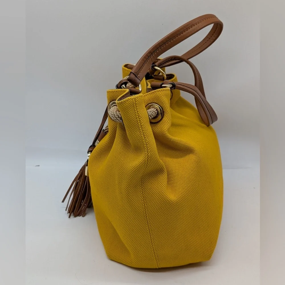 Michael Kors Yellow Marina Large Canvas Drawstring Tote - Picture 7 of 16